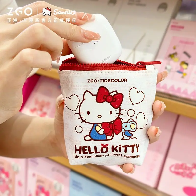 Hello Kitty Coin Purse Sanrio Kawaii Anime Earphone Bag Girl Heart Cartoon Cute Student Mini Storage Bag Lovely Handbag Kid Gift