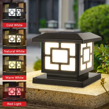 리모컨 LED 태양광 기둥 조명, 방수 태양광 조명, 정원 울타리 베란다 태양광 램프용 야외 조명, 4 가지 색상