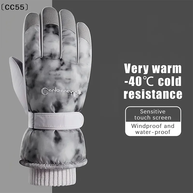 [CC55」 قفازات ركوب الدراجات الشتوية غير قابلة للانزلاق تعمل باللمس قفازات التزلج على الجليد اكسسوارات جيب مقاوم للماء قفازات دافئة للرجال والنساء #2