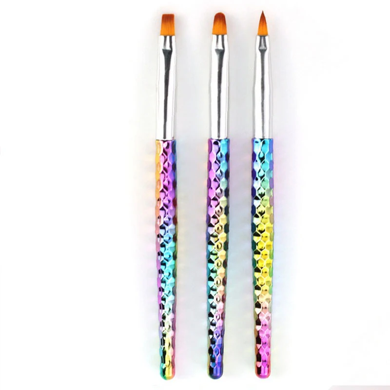 Stylos de peinture en plastique pour la conception des ongles, pinceau fin, doux, nickel é, gel, dessin, bricolage, ensemble de 3 pièces