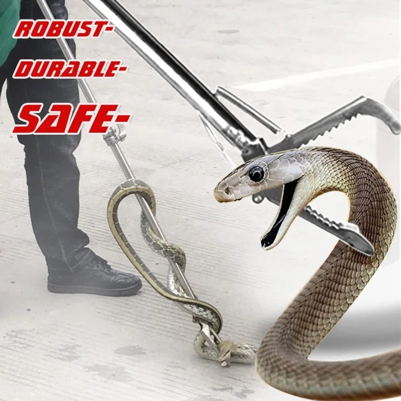 

47" Professional Stainless Steel Snake Tong Grabber Sturdy Handle Professional Snake Catcher