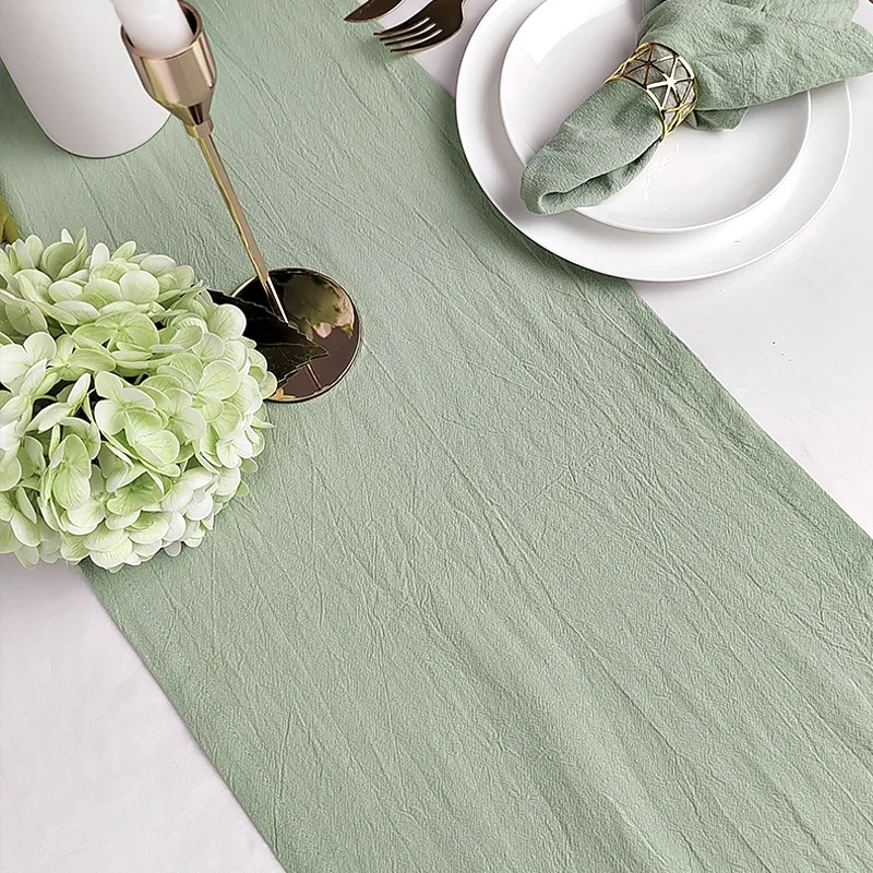 Solid Colour 100% Cotton Table Runner Event Party Supplies Simple Elegant Fabric Decor Placemat for Holiday Wedding Christmas