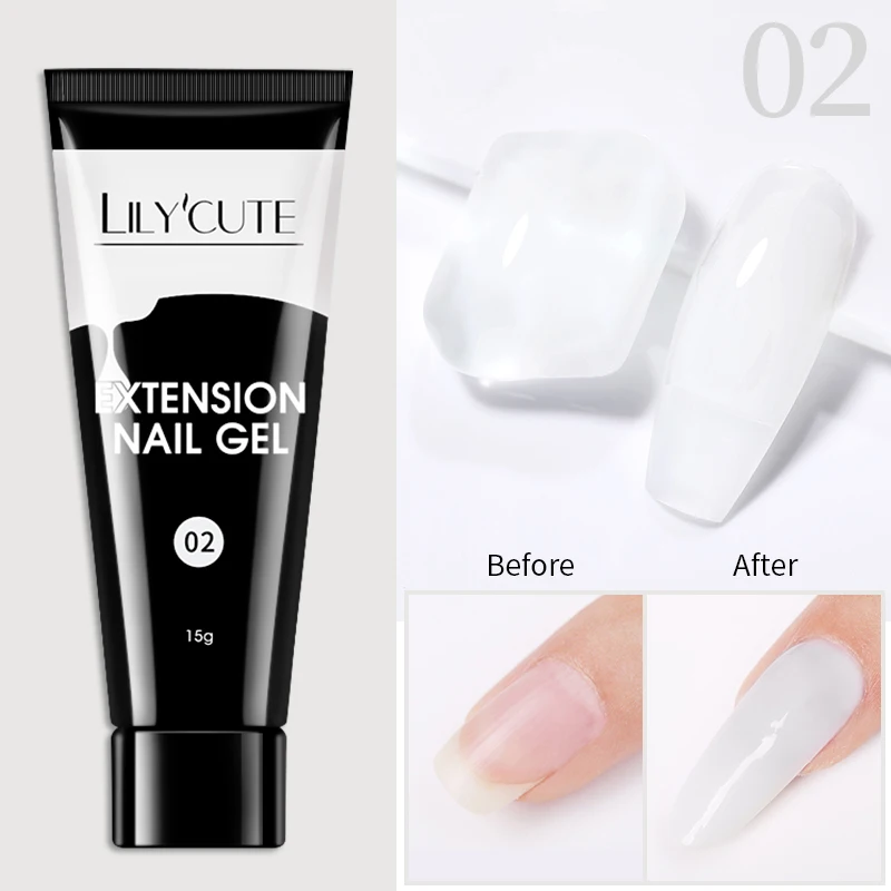 LILYCUTE 1 Stück Schnellverlängerungs-Gel-Nagel, nackt, rosa, Glitzer, Gebäude, Acryl, semi-permanent, Soak Off UV-LED-Nagellack, Nagelkunst-Lack