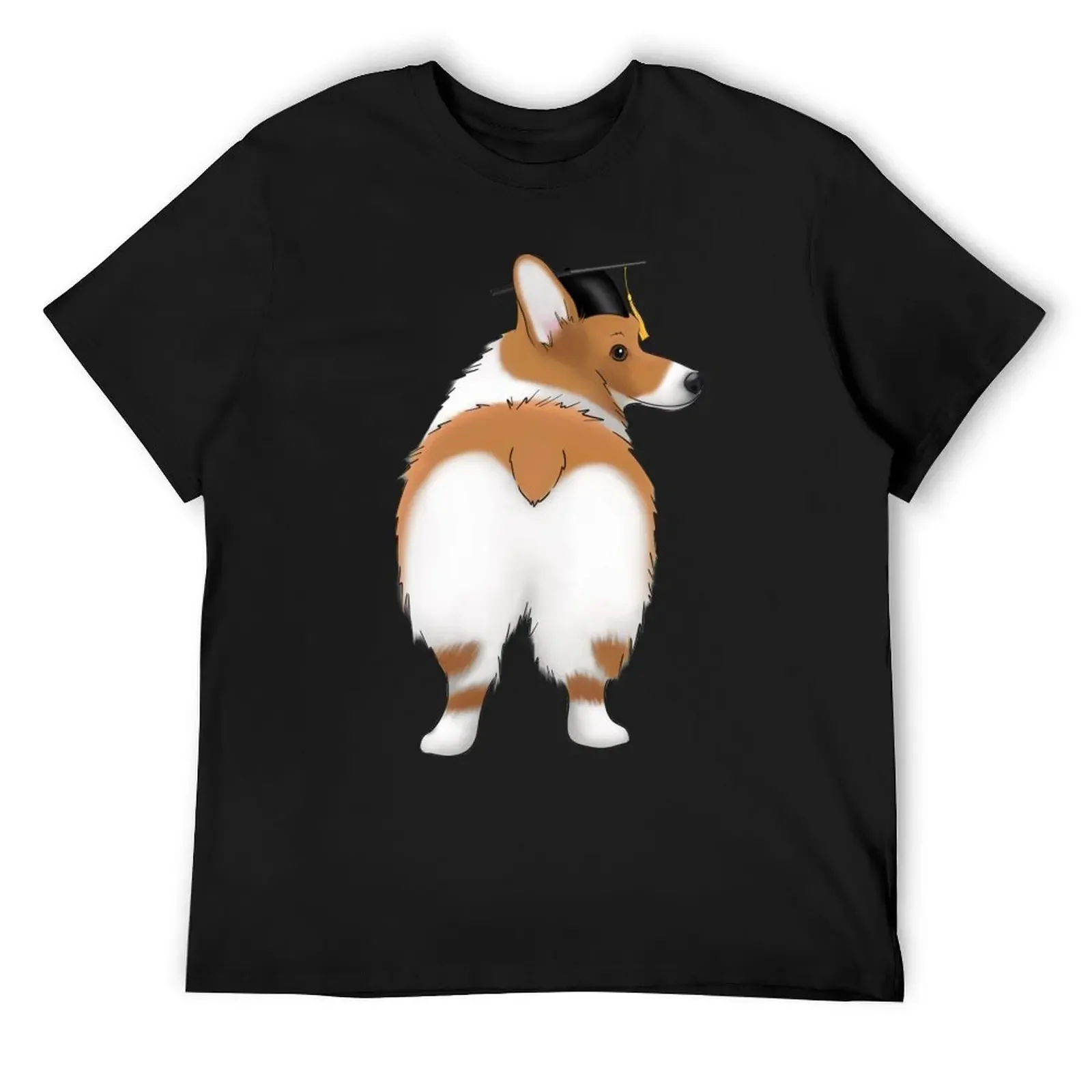 

Cute Corgi Butt Graduation Corgi Wearing a Graduation Hat T-Shirt summer tops blanks plain white t shirts men