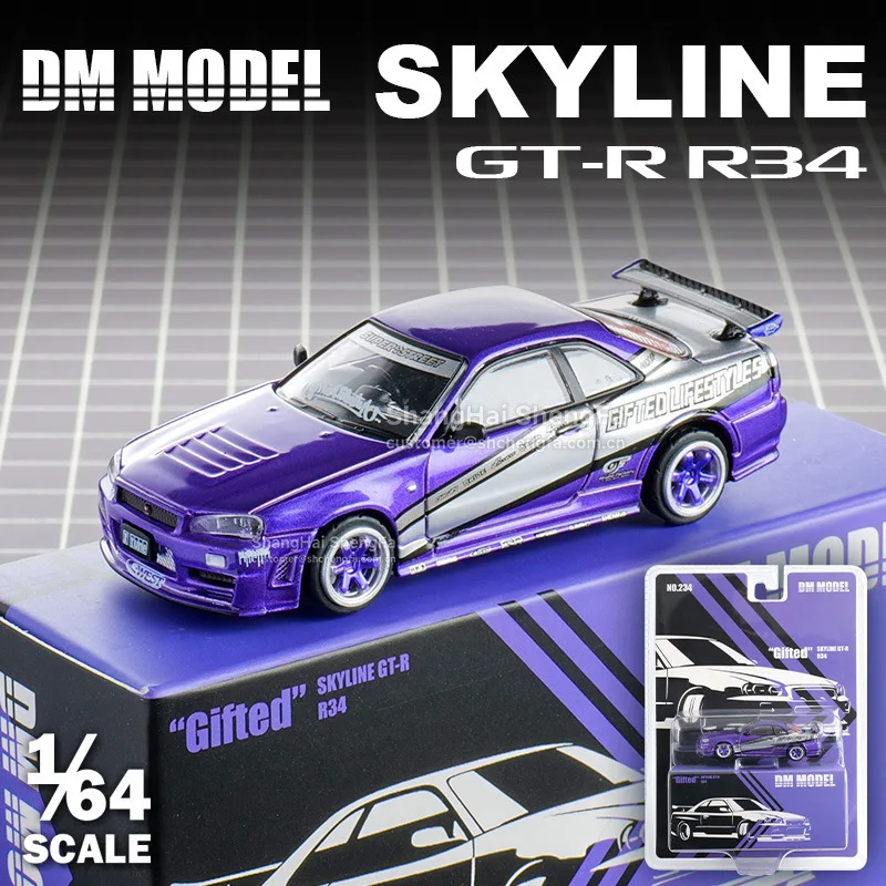 1:64 DCT DMMODEL Nissan Skyline GT-R R34 - gelegeerd gegoten model, JDM icoon verzamelbare auto cadeau