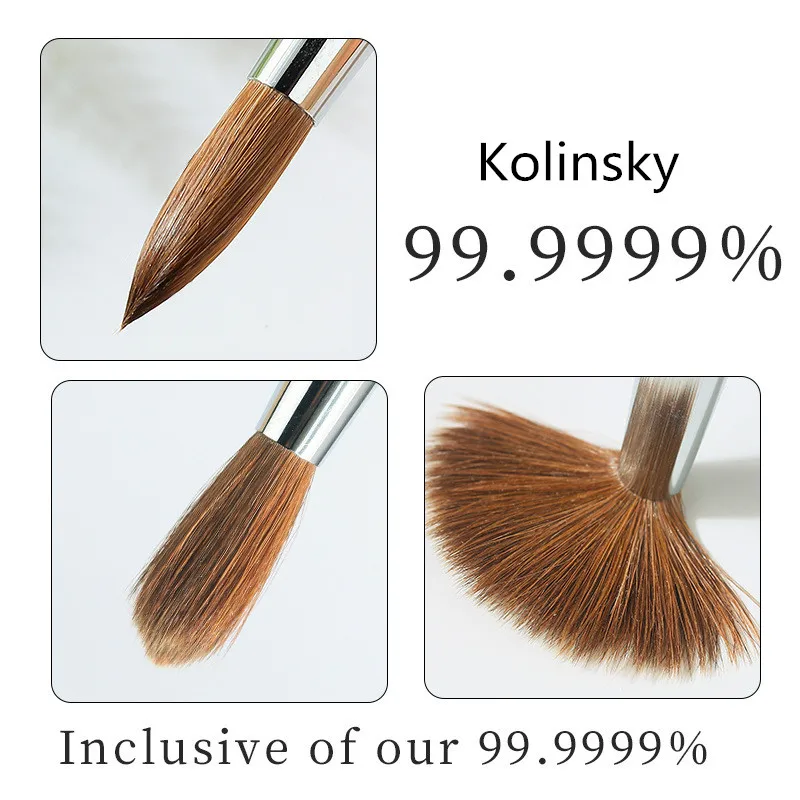 Kolinsky 아크릴 네일 브러시, 100% Kolinsky 세이블 헤어 매니큐어 브러시, 아크릴 액체 분말 네일 젤 익스텐션 도구