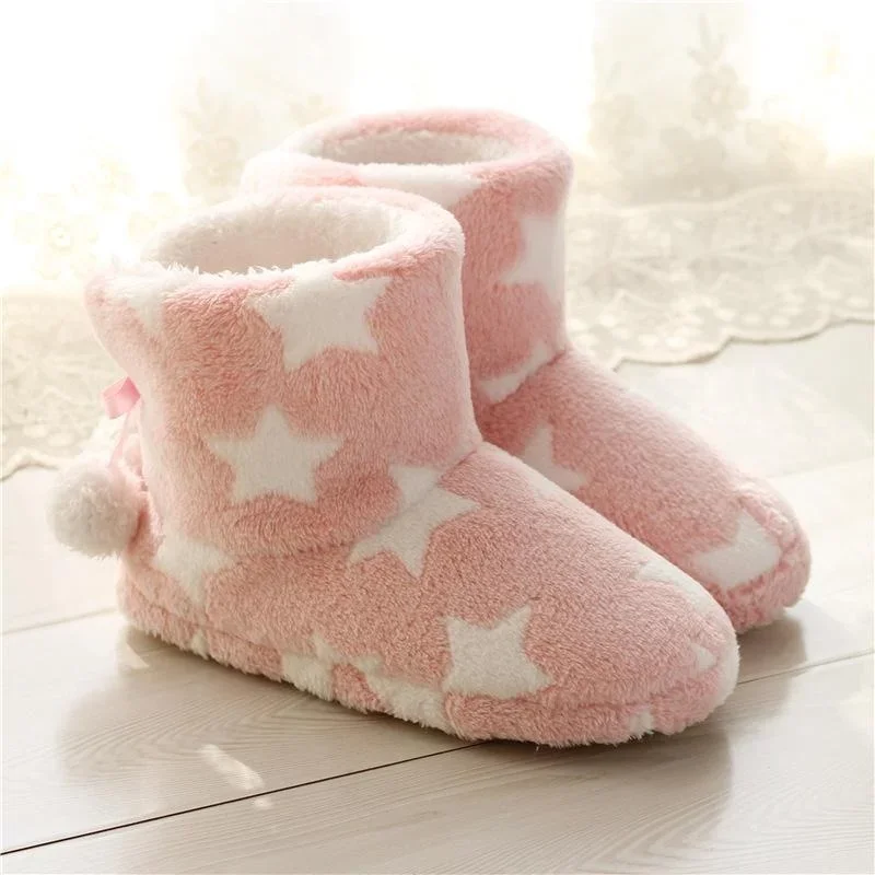 Slippers Boots Women Winter Cute House Shoes Plush Indoor Plush Snow Boots