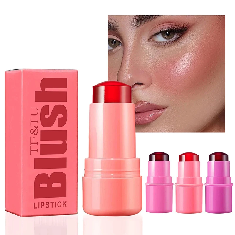 Jelly Color 3-in-1 Blush Stick Translucent Gel Cheek Stick Multipurpose Brightening Lasting Blush Eye Shadow Stick Makeup