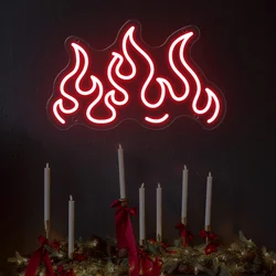 불꽃 네온 사인 조명 상점 카페 레스토랑 룸 파티 벽걸이 장식, USB 밤 생일 선물 램프, 침실 장식 네온