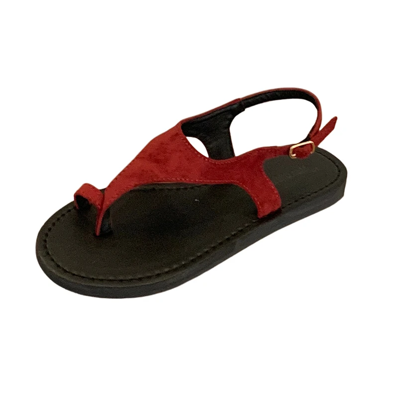 

Красные женские сандалии на плоской подошве с черной пряжкой, желтые летние женские туфли, черные сандалии для женщин 2026
