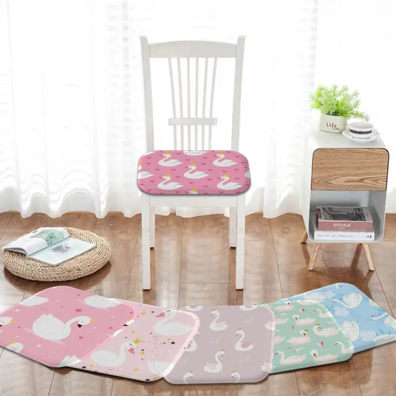 

Kawaii Swan Printed Cushion Simplicity Multi-Color Dining Chair Circular Decoration Seat Office Desk Outdoor Garden Cushions