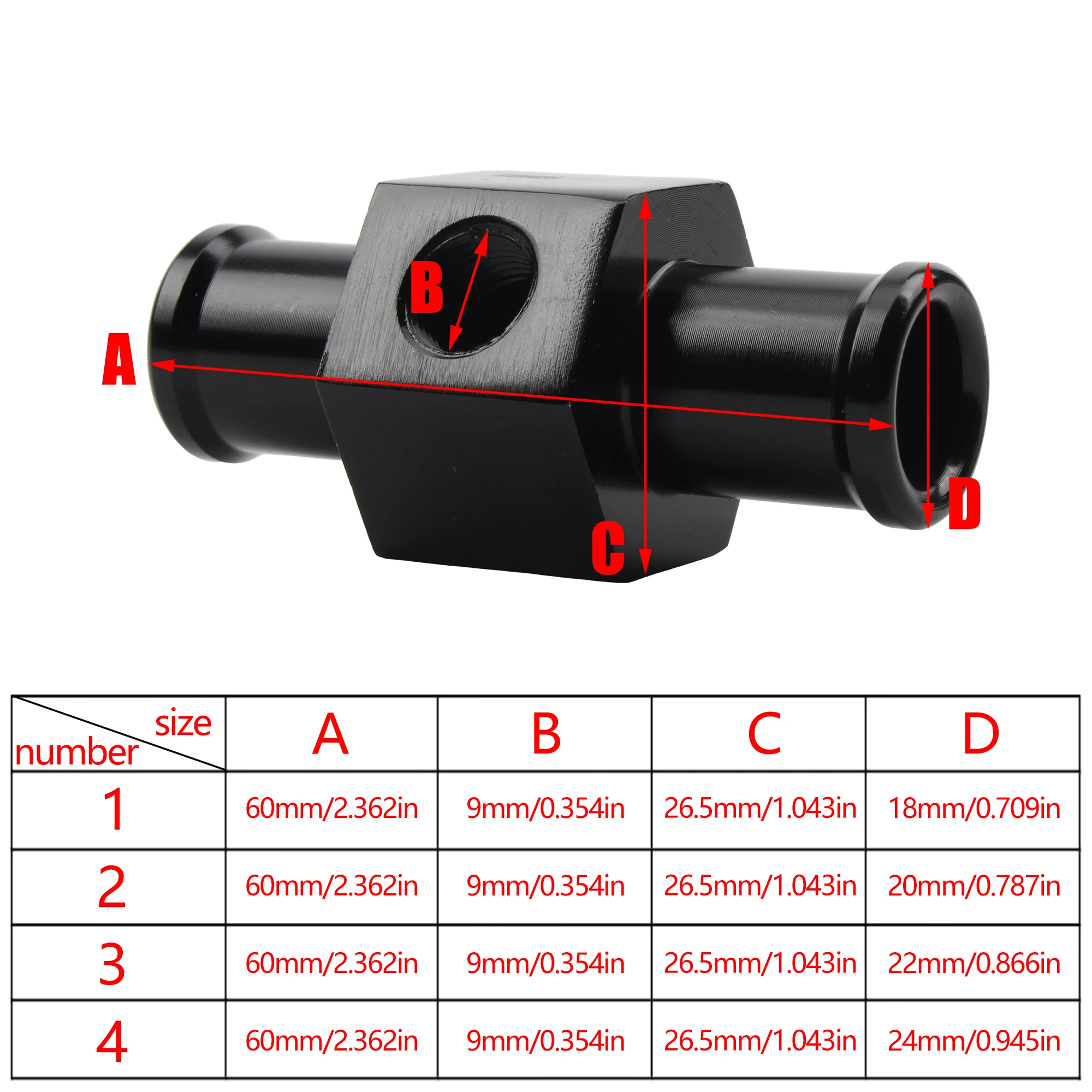 オートバイ水温計,ラジエーター温度センサー,黒ホースアダプター,18mm, 20mm, 22mm, 24mm