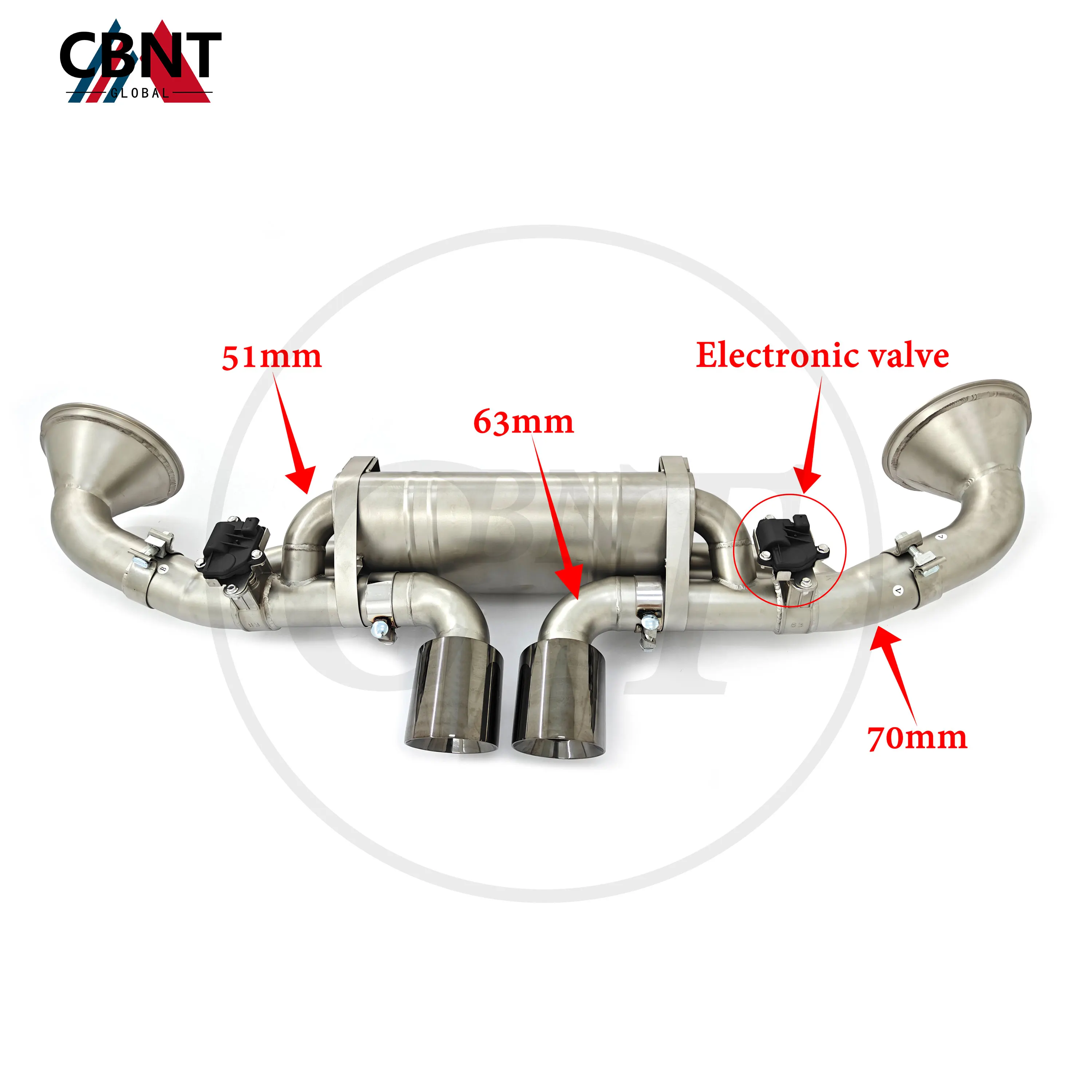 CBNT Valved Exhaust Systems Axle-back for Porsche 911 992 GT3/GT3 RS 4.0L High Quality SS304 Car Exhaust Silencer Exhaust-pipe