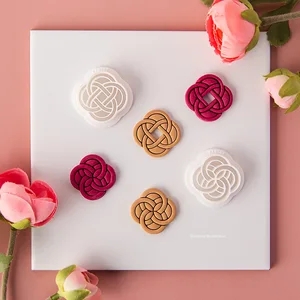 قالب قواطع الطين البوليمر ، الملمس الرجعية ، اليدوية الإبداعية ، نمط الخط الهندسي ، القرط المعلق ، قطع القوالب ، أدوات يدوية DIY أعلى 12 مبيعات مقبض سكين قالب الراتنج - No9