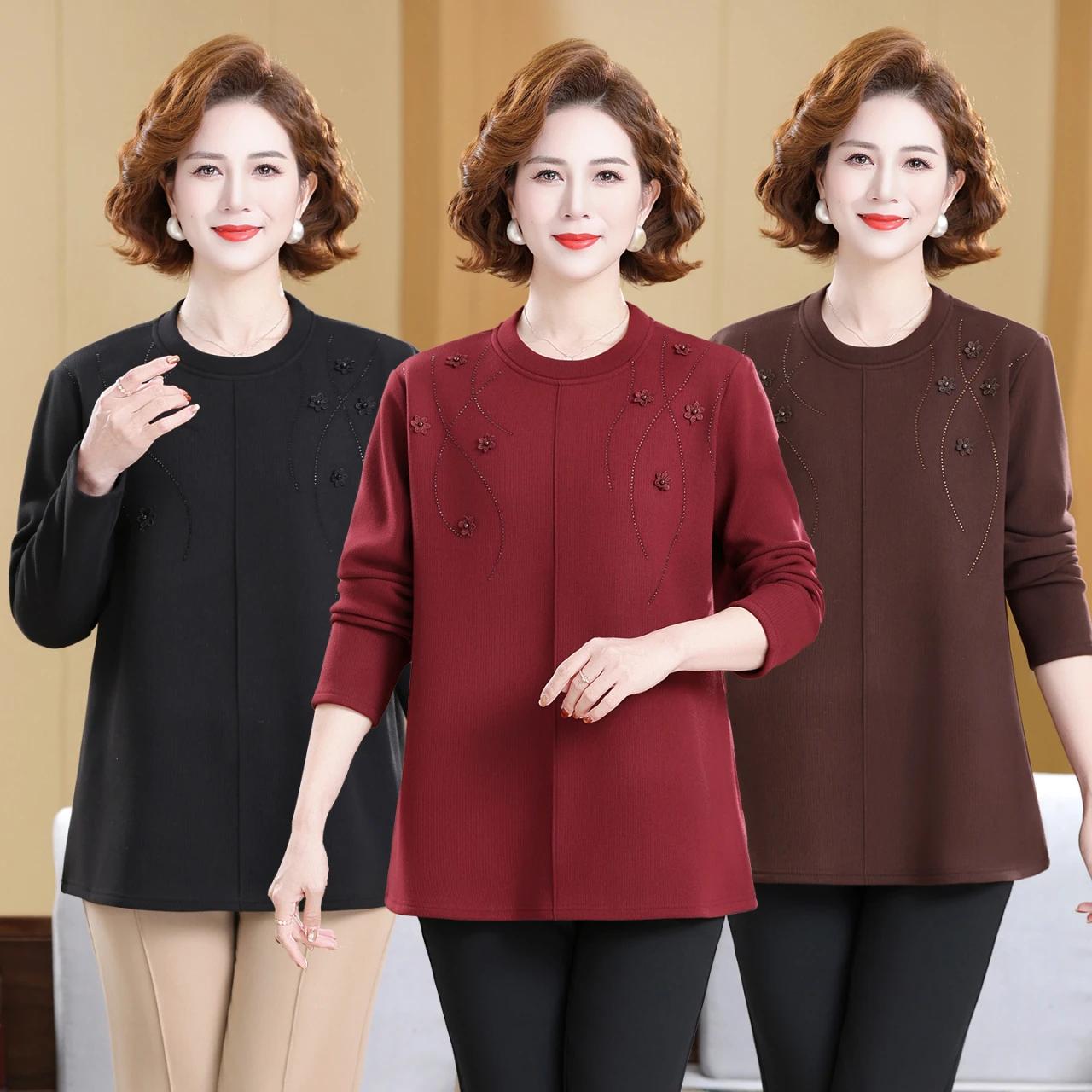 

Осенне-зимняя модная однотонная футболка, женская теплая футболка с круглым вырезом и длинным рукавом, женские рубашки больших размеров 8XLF