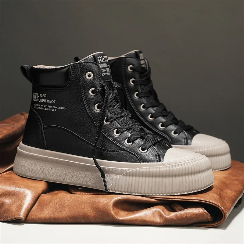 الرجال الأحذية 2025 منصة جديدة الأحذية في الهواء الطلق مقاوم للماء أحذية رياضية كاجوال العمل الرجال حذاء من الجلد المشي أحذية أمان رجالي رياضي #2