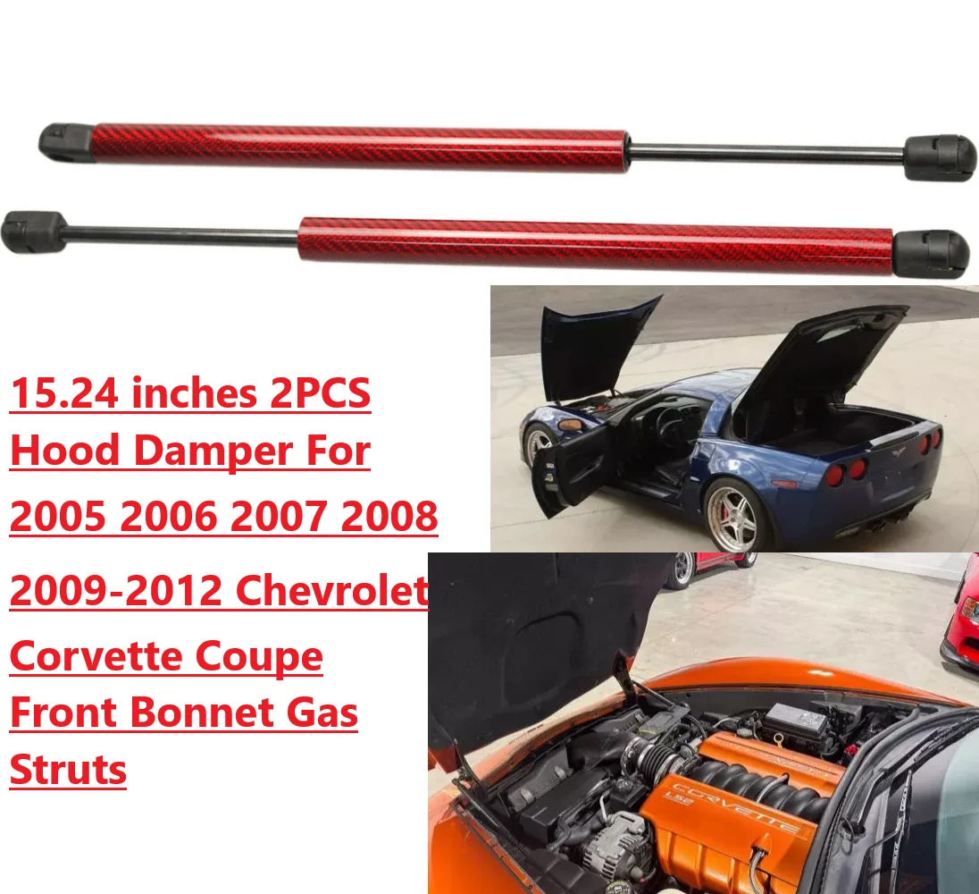 

15.24 inches 2PCS Hood Damper For 2005-2012 Chevrolet Corvette Coupe 2-Door Front Bonnet Gas Struts Lift Support Shock Absorber