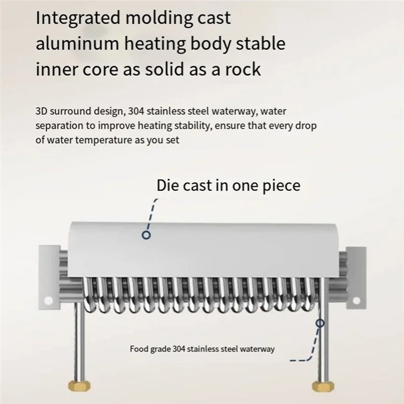 A005-سخان مياه كهربائي، سخان مياه ساخن فوري مع جهاز تحكم عن بعد، صمام تنظيم درجة حرارة الماء شاشة LCD تعمل باللمس