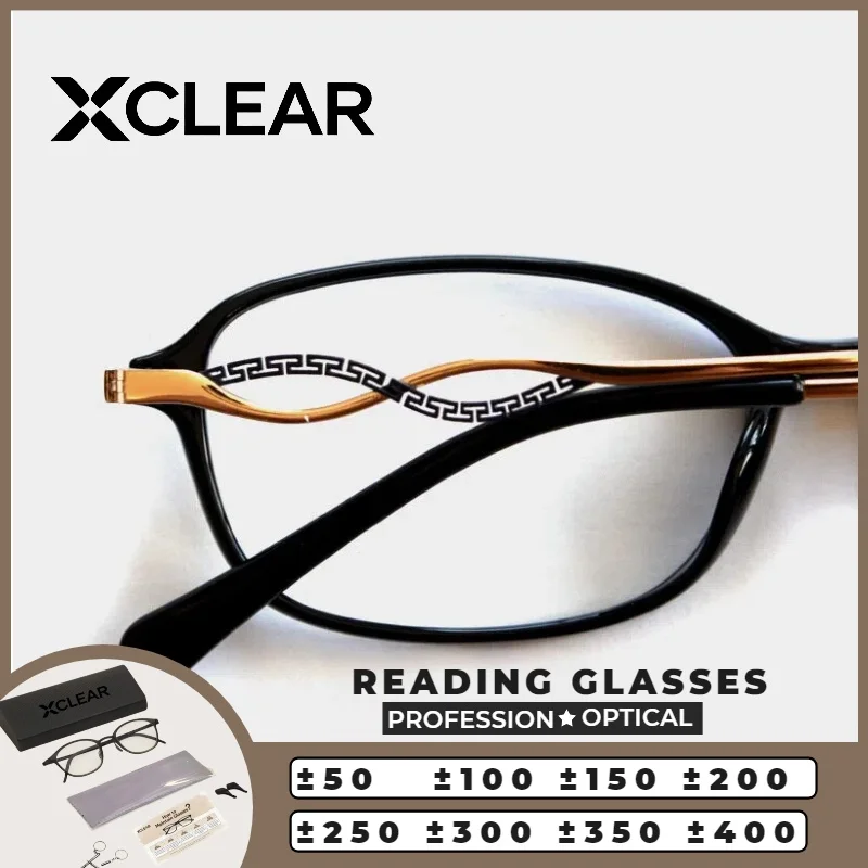 

XCLEAR Reading Glasses Women Square Decor Luxury Lightweight Optical Anti Blue Ray Myopia Progressive Prescription Eyeglasses