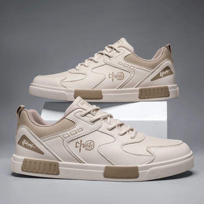 

Men Casual Flat Sneakers New Leather Comfort Fashionable Anti Slip Wear-resistant Board Shoes Outdoor Comfortable Walking Shoes