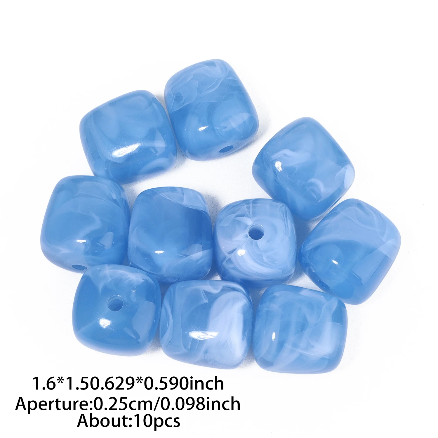 10 Stück quadratische, perforierte Acrylperlen, 16 x 15 mm, zweifarbig, lose Perlen zum Basteln von Schmuck, zum Beispiel für Halsketten und Armbänder. – Detail 8