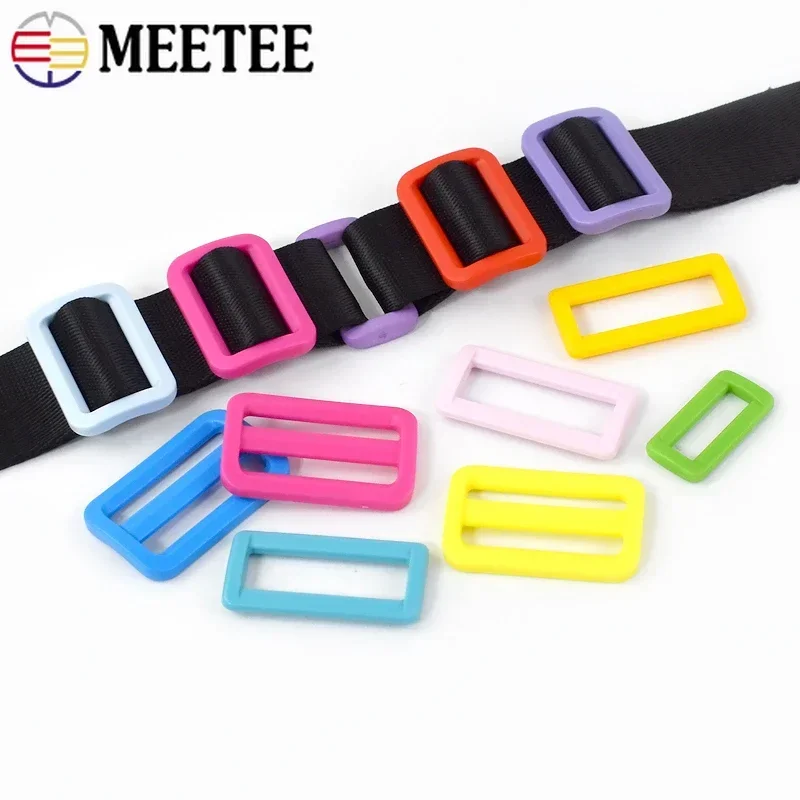 Meetee 10/20Pcs Plastic Tri-Glide Buckles 25/32/38mm O D Ring Bag Strap Adjust Clasp Webbing Connector Hook Dog Collar Accessory