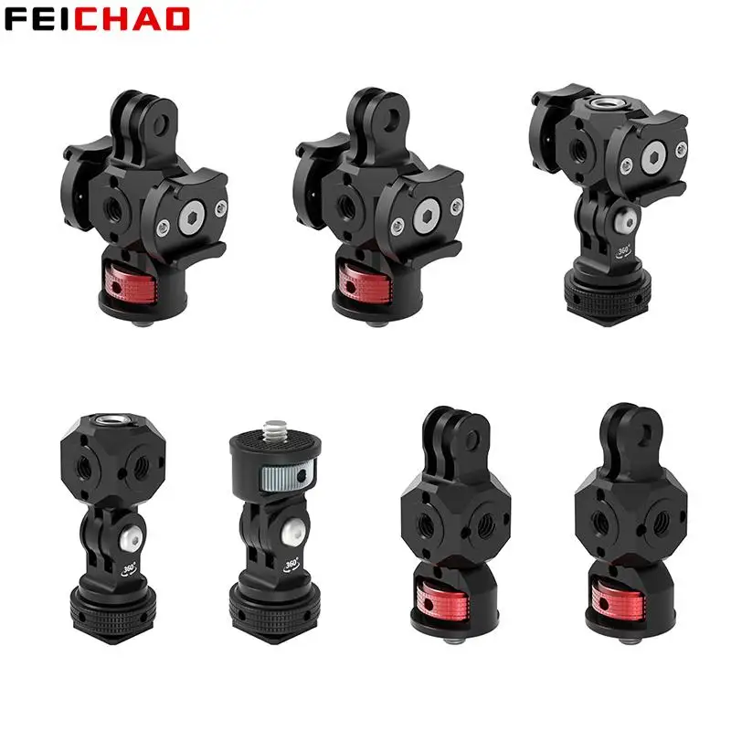 Multi-Mount-Adapter für GoPro Action DSLR-Kamera, 360-Grad-Schwenkverlängerung, 1/4 3/8 Kaltschuh-Mikrofon, LED-Licht-Rig, Vlog-Halterung