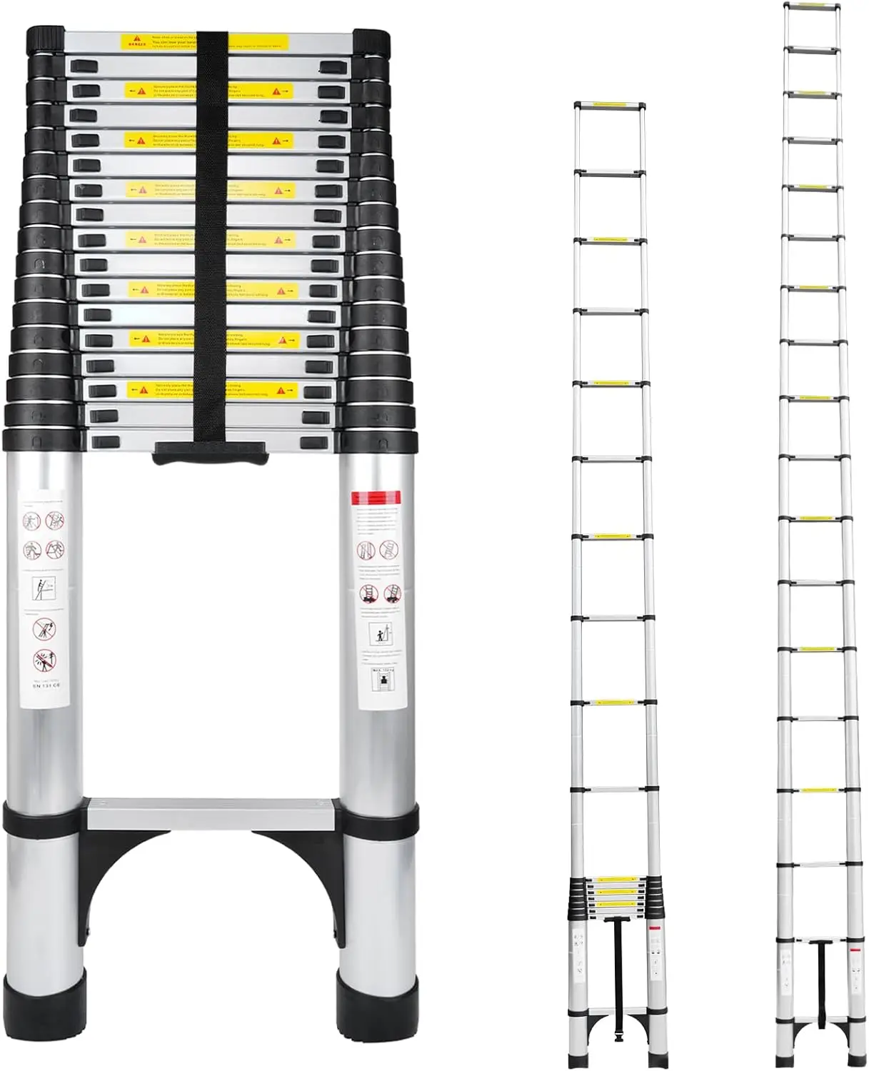 

Ladder 26.2FT Aluminum Lightweight Extension Ladder 330 Lbs Heavy Duty Non-Slip Feet Portable Folding Ladder Multi-Purpose Colla