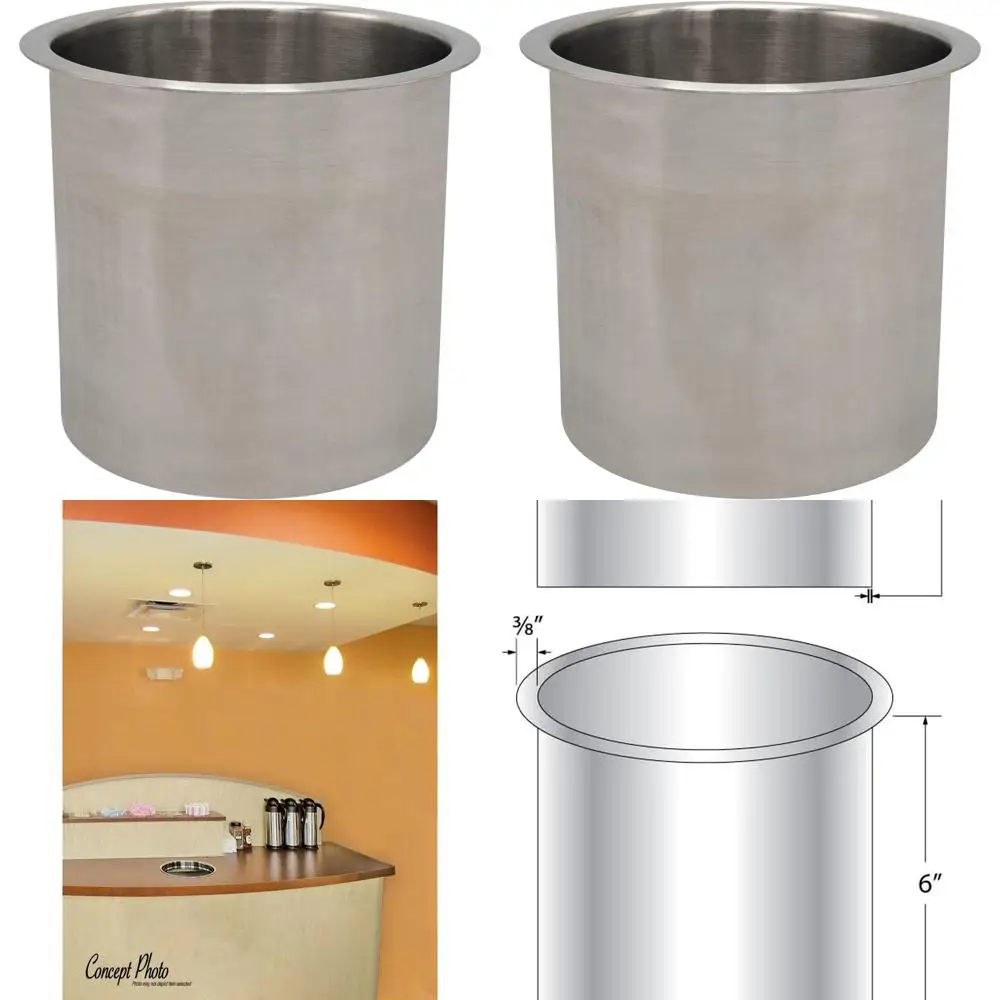 

6 Diameter 6 High 304 Stainless Steel Countertop Trash Chute Grommets with Polished Finish