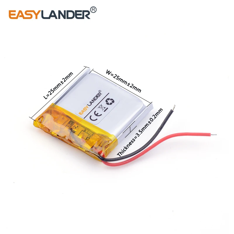 3.7V 352525   Batería recargable de polímero de litio Li-ion de 160mAh para MP3 MP4 MP5 juguetes pequeños GPS auriculares bluetooth