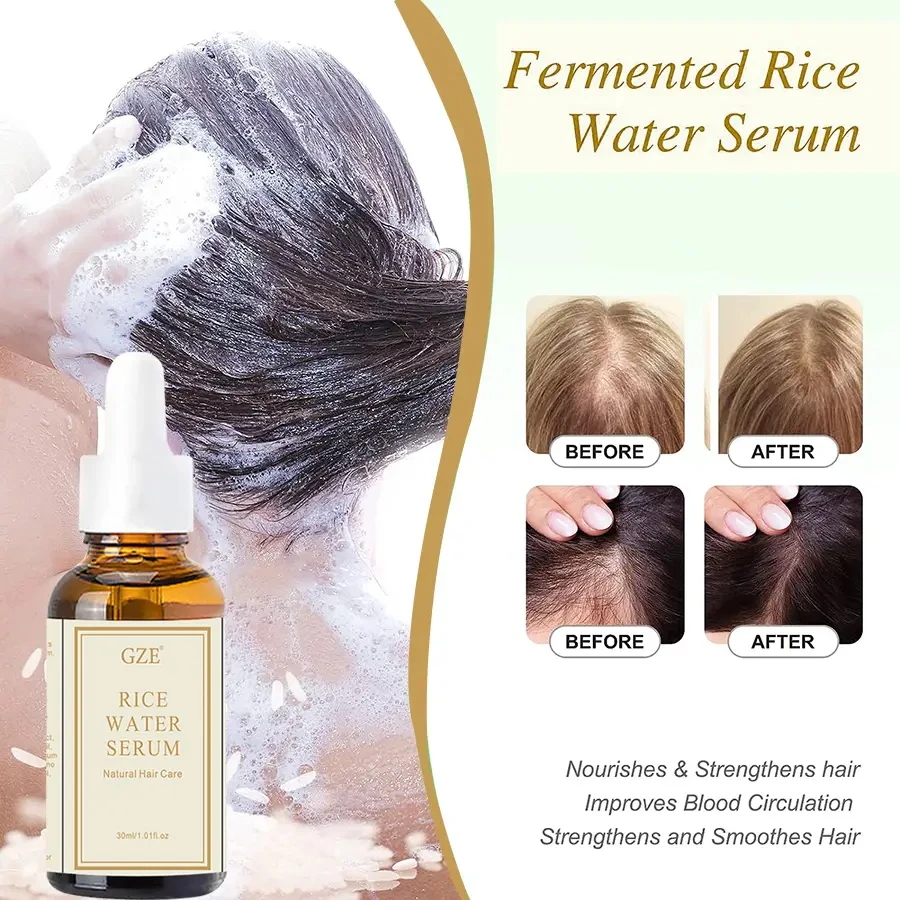 GZE Organic Rice Water Serum For Hair Gr th, Skincare, Rice Water Essential Oil Revitalize and Strengthen Hair for Men and Women