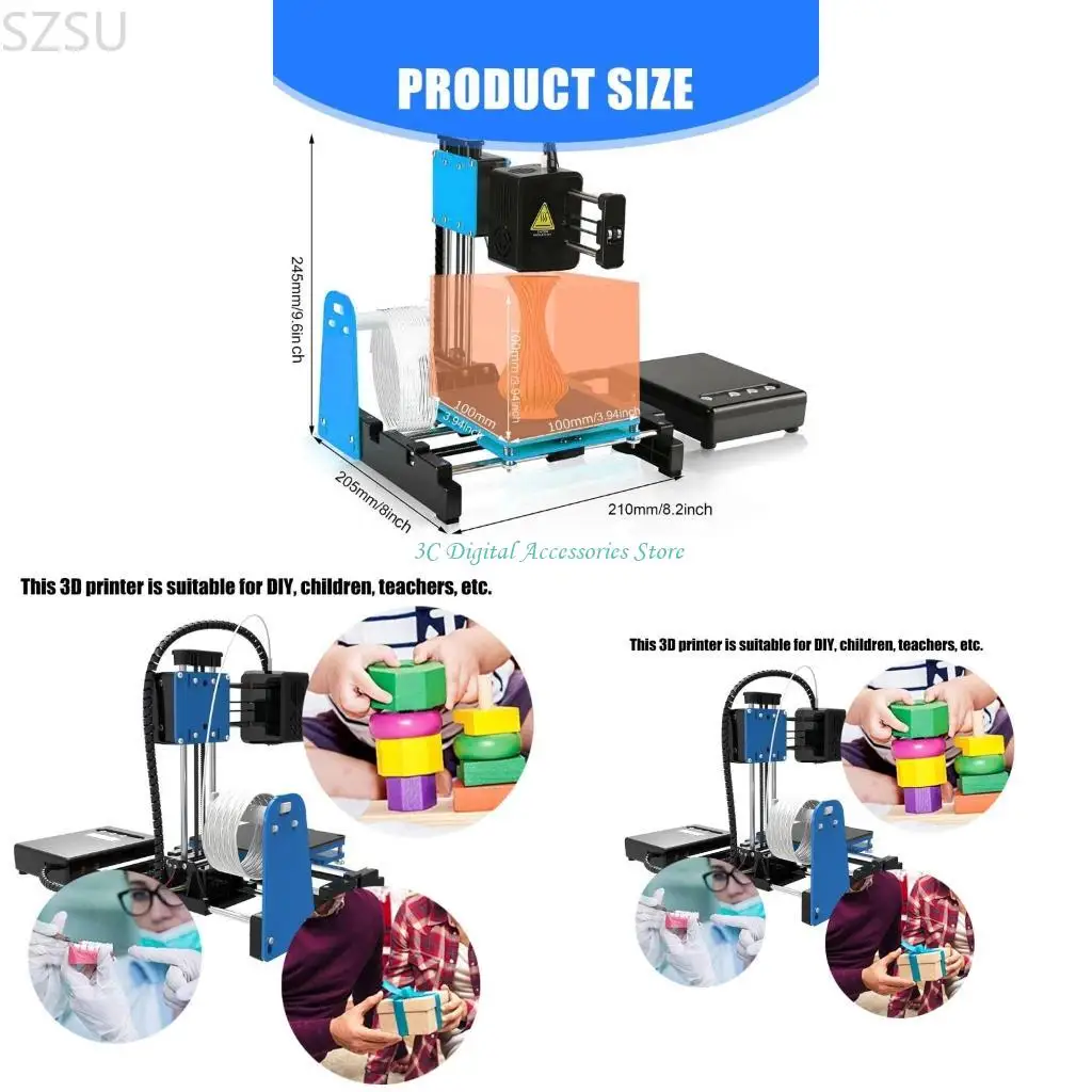 SZSU 3D Impressora Mini Instalação rápida IMPRESSÃO ÚNICA IMPRESSTRA 3D PRIMAL