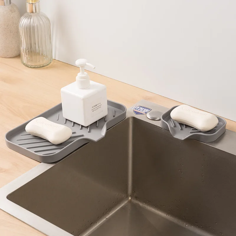 Drain Soap Box M L Anti-slip Sink Tray Creative Washing Table Soap Tray Free Punch Mat Storage Tray