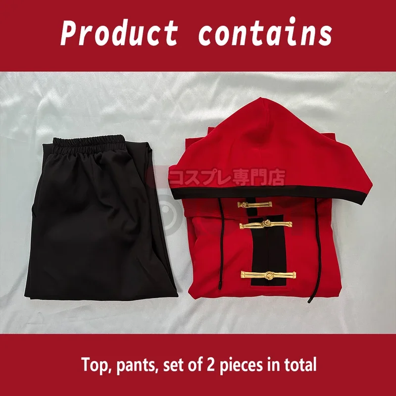 HOLOUN Gokurakugai مانغا أنيمي ألما تأثيري حلي شعر مستعار الأحمر هوديي السراويل السوداء عادية ارتداء اليومي شبكة الورد هالوين عيد الميلاد