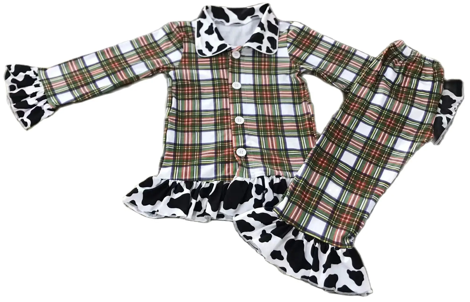 Dairy cow boutique Pajamas for girls boy baby set autumn long-sleeved pajamas plus long pants childrens clothes cotton