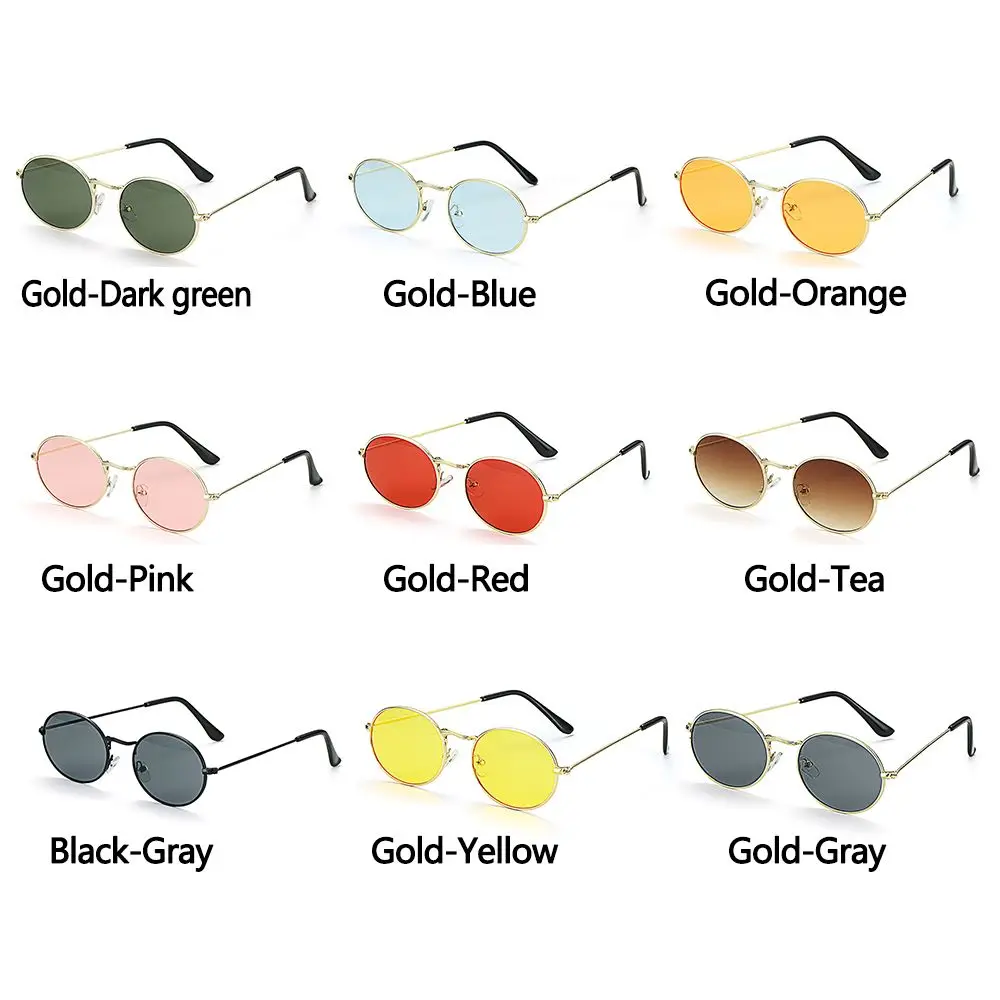 Women Steampunk Oval Sunglasses Gold Silver Small Frame Retro Sex Round Sunglasses 400UV Gradient Mirror Glasses Driver Goggles