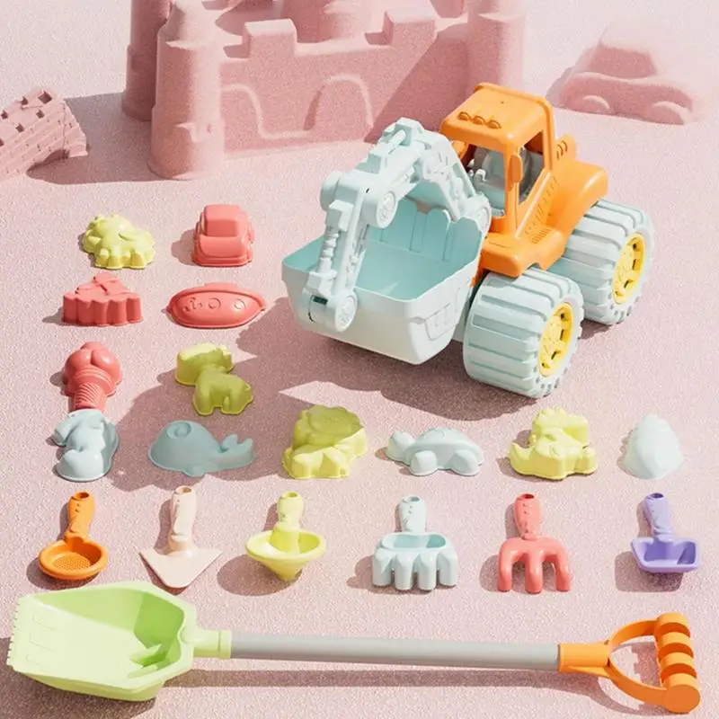 Beach Sand Toys 20pcs Beach Toys Sand Toys Set For Kids Sand Excavator And Shovels Set Sand Molds Sandbox Toys For 3 Kids Travel