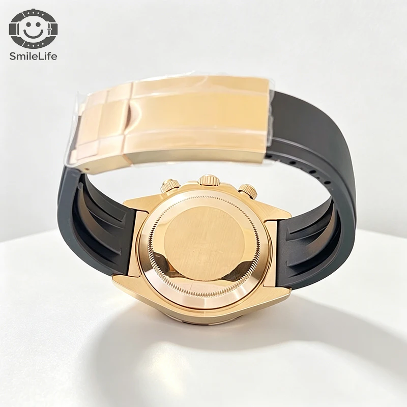 SmileLife 39 mm Dayton VK63 Uhrengehäuse mit schwarzem Kautschukarmband, Saphirglas, passend für VK63 Quarzwerk, Uhrenzubehör – Detail 15
