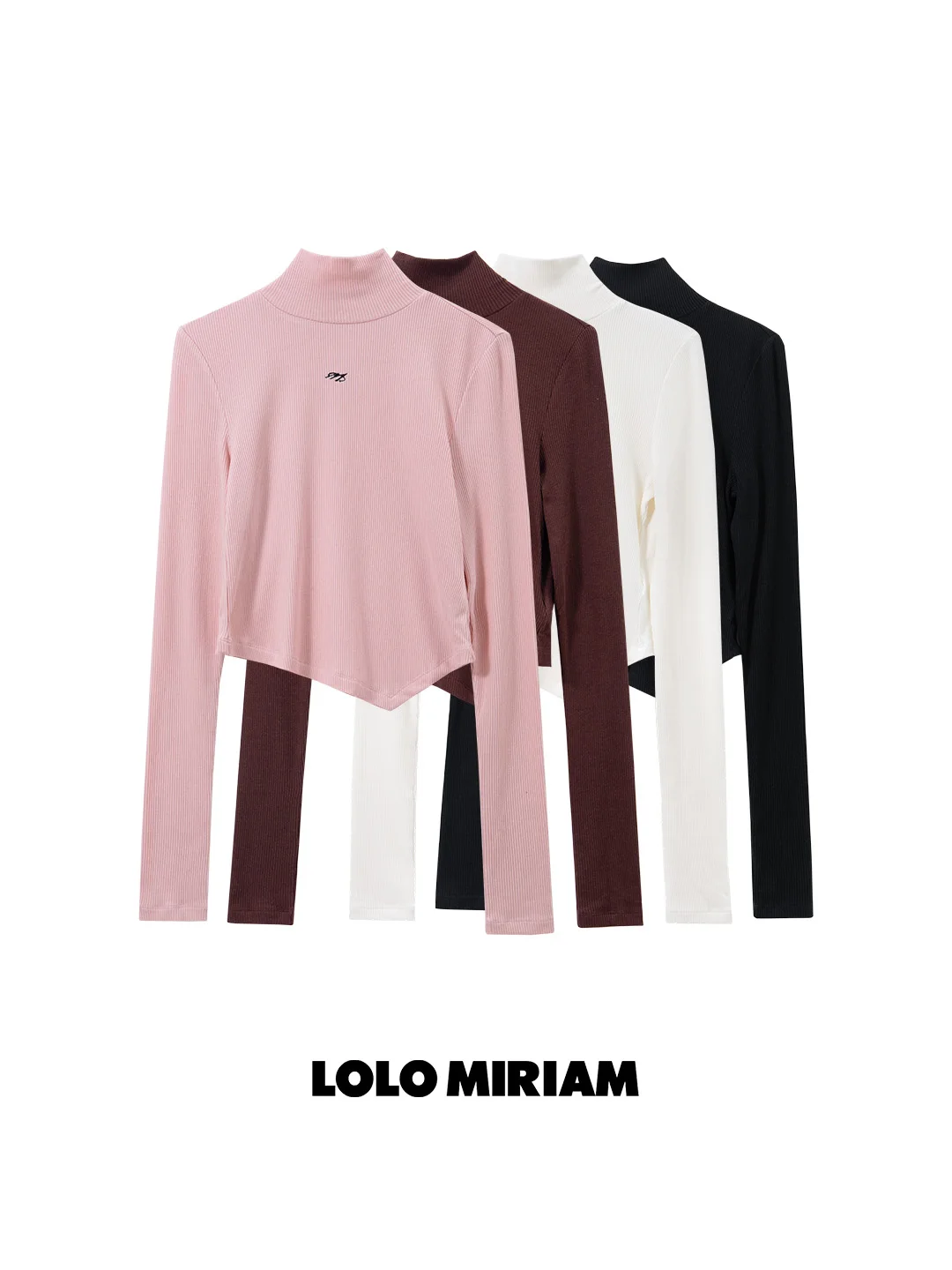 

LOLO MIRIAM26 Slim Fit Base irt f High Collar Asymmetrical Wool Blend Ladies T-irt Ciwalk Neutral Sle Autumn Wear
