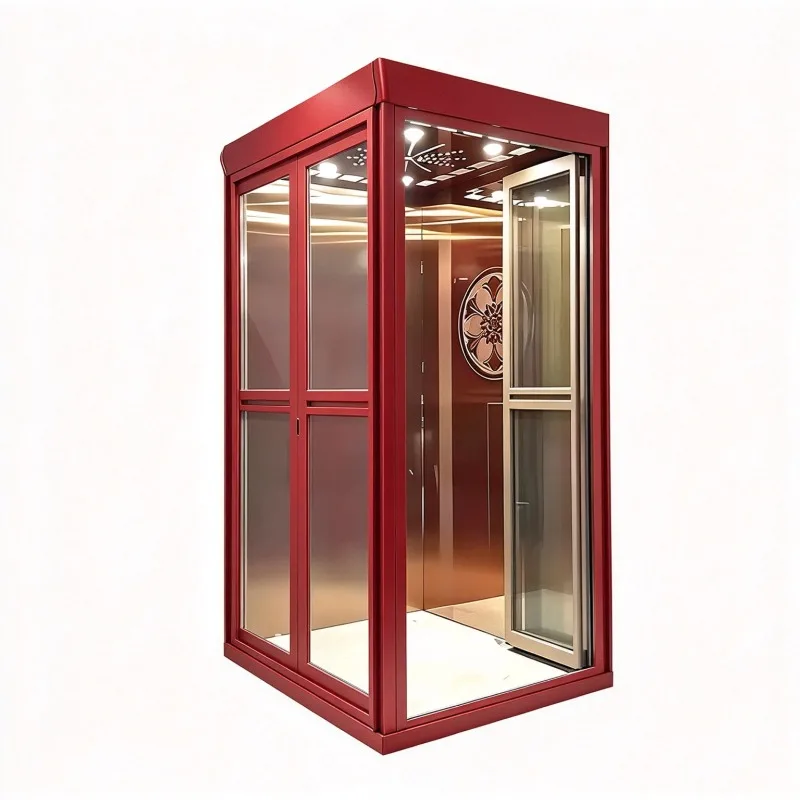 Glass Panoramic Elevator 2-6 Floors Residential Home Lift 450kg Passenger House Elevator 4 Story Building External Elevator