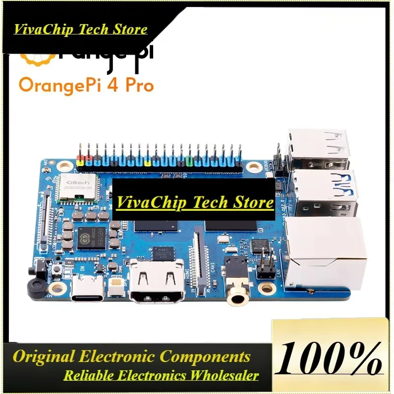 VoFSOrange Pi 4 Pro 2GB/6GB/8GB/12GB LPDDR5 Board Allwinner A733 Chip 3Tops NPU Wi-Fi6.0+BT5.4 M.2 M-Key Slot Single Board Comp