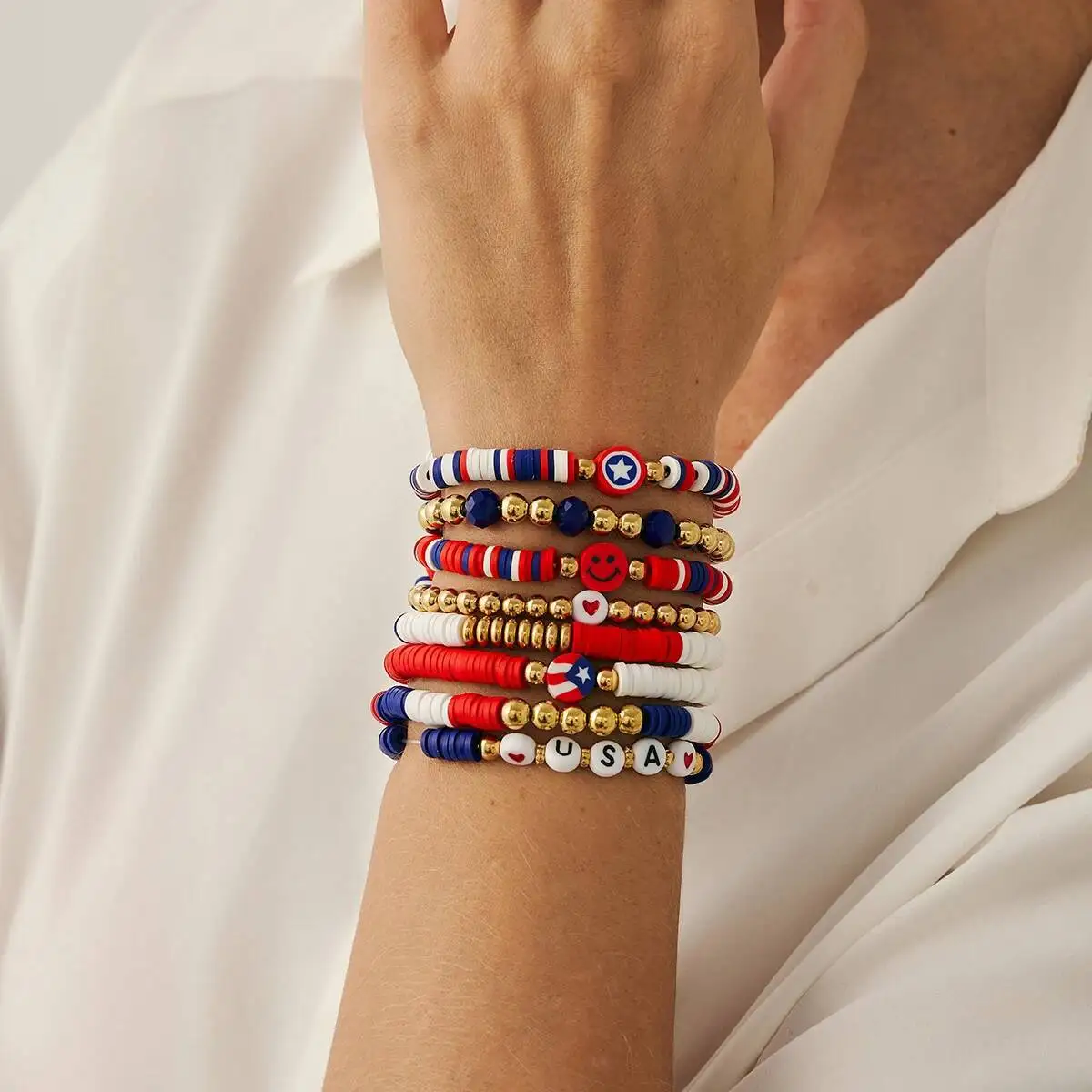 

Goth Soft Pottery Stackable Elastic Chain Bracelets for Women on Hand Vintage Charm Bangles Birthday Couple Jewelry New