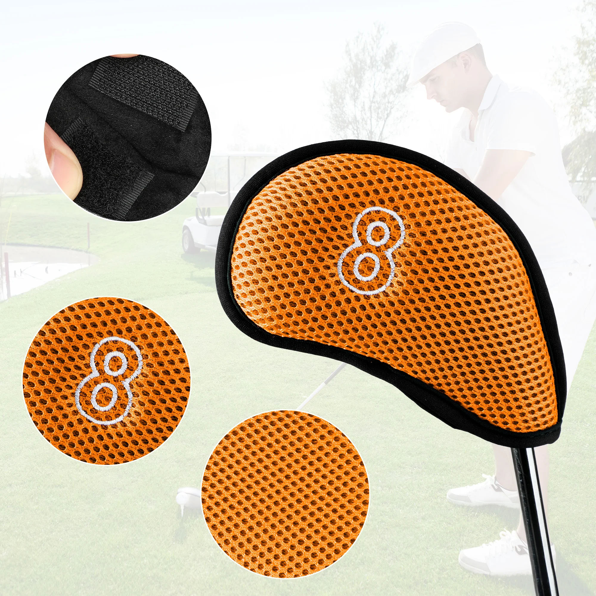 10 Pieces / Set. Golf Iron Head Covers. Made  breathable and moisture-proof mesh fabric, Universally fits various sizes of club view 6
