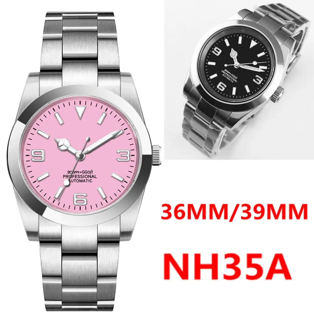 36/39mm pink black dial Mechanical Wristwatches Luxury Corgeut Watches 10BARS Sapphire NH35 Automatic Watch for Men Women Reloj