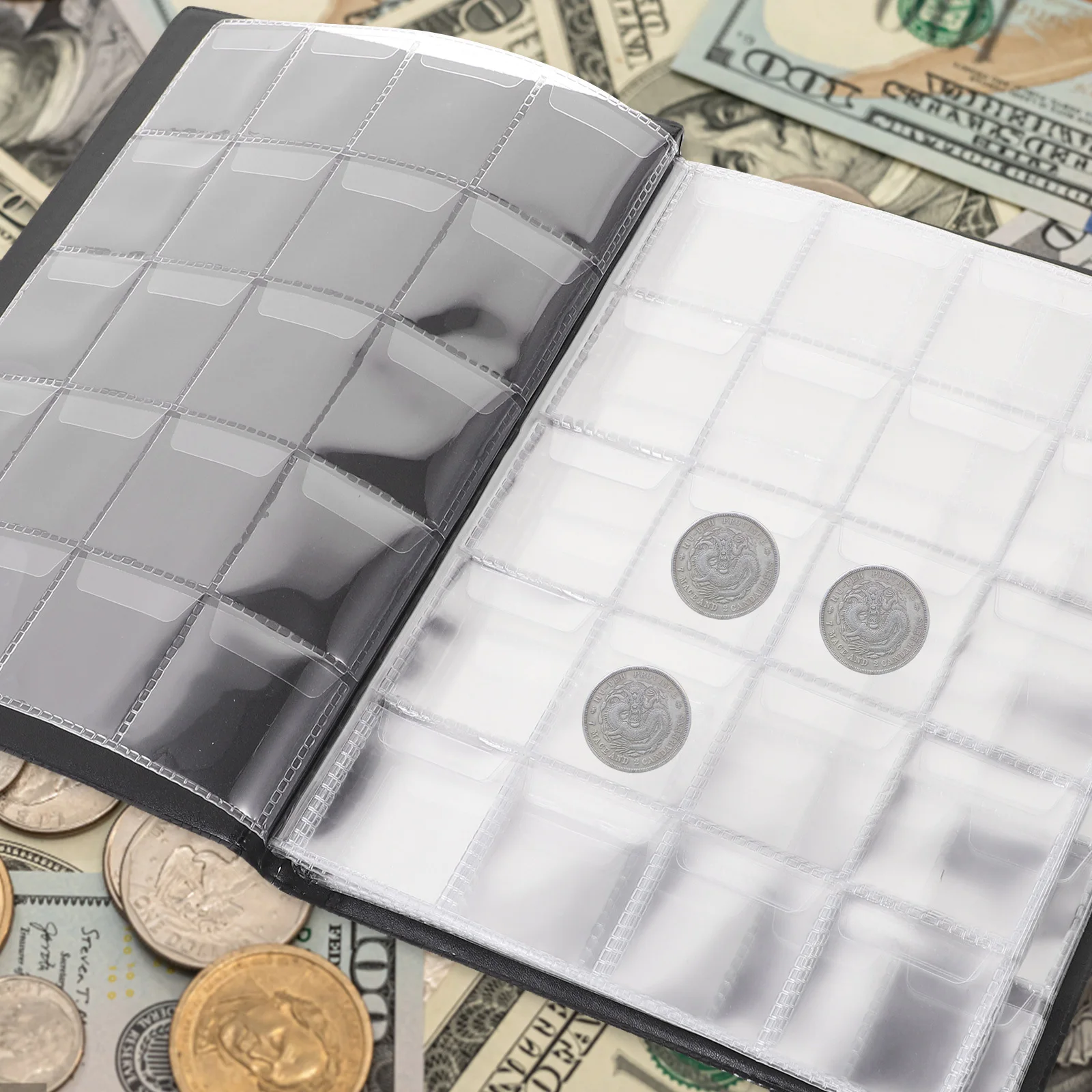 

Coin Collection Album 250 Coins Capacity 10 Pages Large Small Grids Transparent Slot Dustproof Scratch Resistant Commemorative