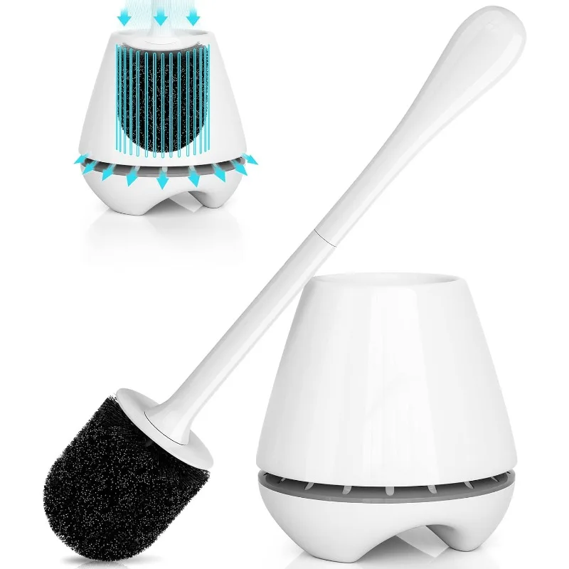 

Toilet Brush and Holder 2 Pack,Ventilated Holder, Toilet Bowl Brush with Long and Large Handle for Bristles-Comfortable