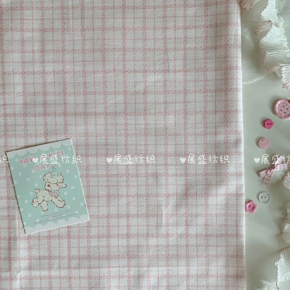 Rosa Baumwollstoff mit Digitaldruck, 140 x 50 cm, 40S, florales Karo-Design für DIY-Heimkleidung, Nähen, Ins-Stil, Damen- und Kinderbekleidung – Detail 5