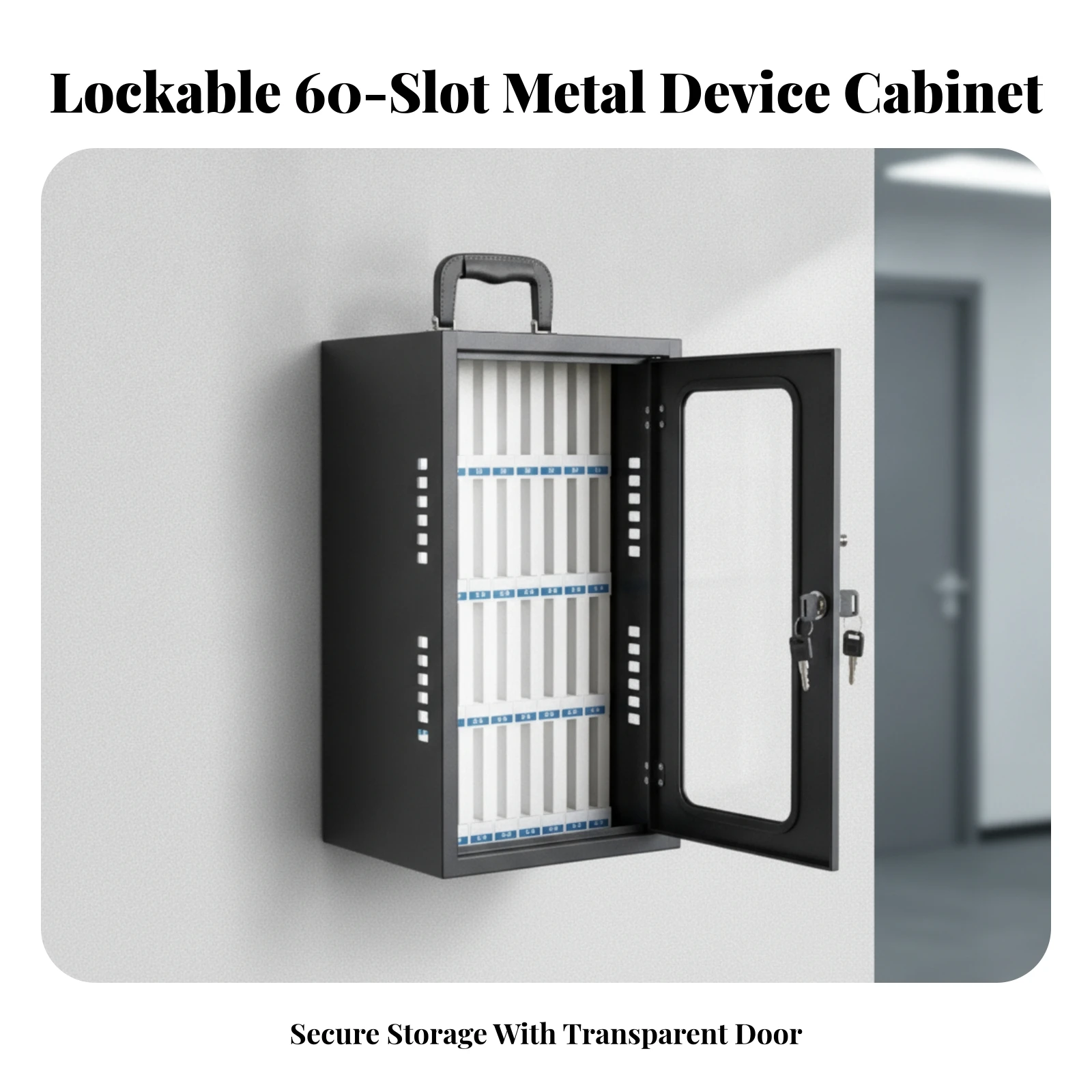 Phone Storage Cabinet Desktop Phone Storage Cabinet with Transparent Door Sturdy Sturdy for Teachers, Classrooms, Meeting Rooms
