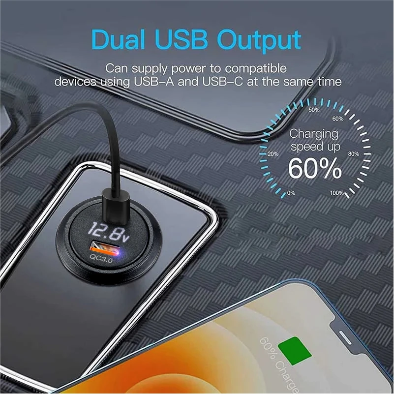 Quick charge dual usb car charger socket Car phone Charger Socket Accessories Waterproof 12V 24V Power Outlet for 12V/24V Cars