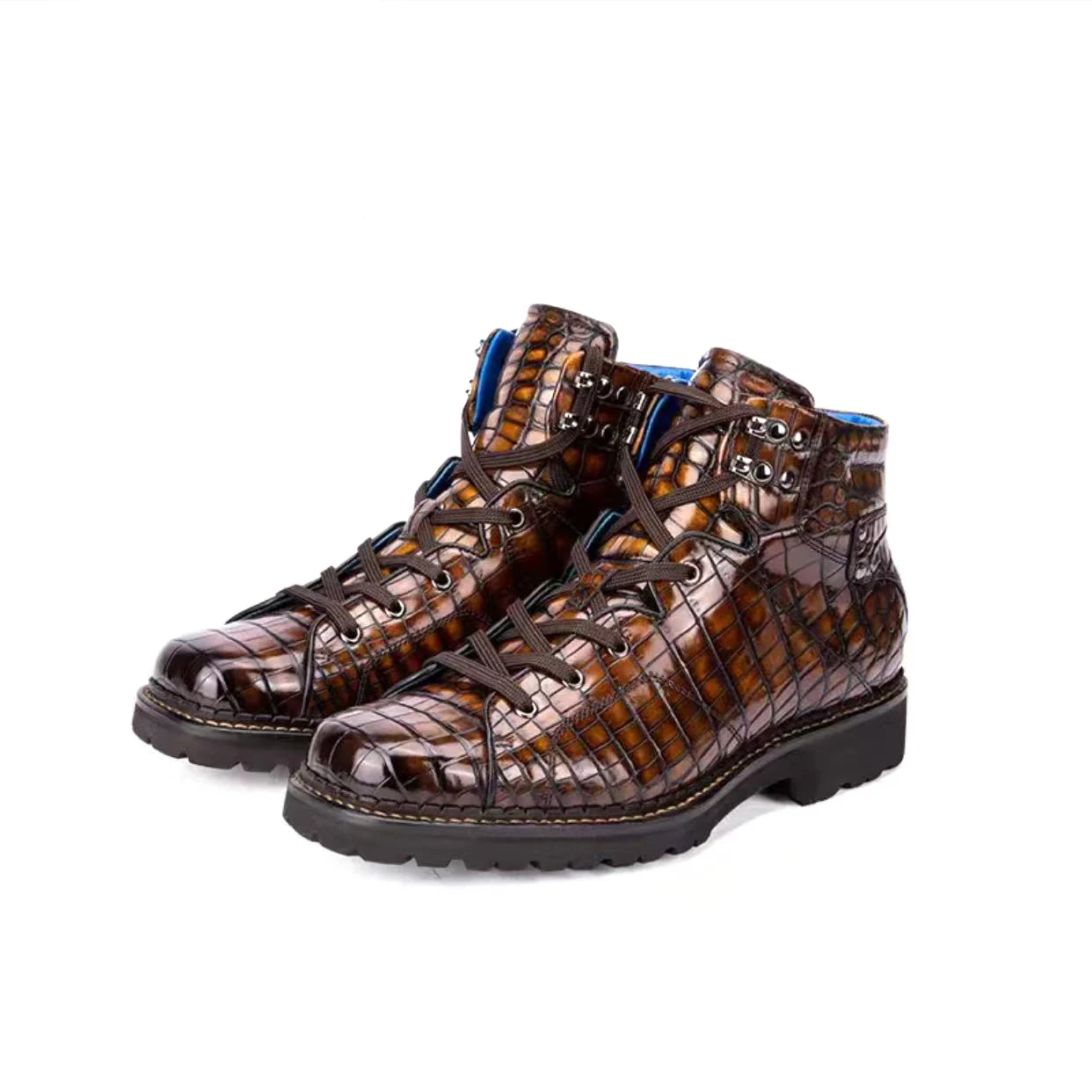 shengzhuangsanbao new men crocodile boots male shoes rubber sole men winter shoes